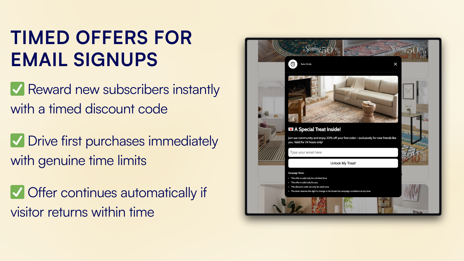 Limited Time Email Collection Popup for Shopify Stores